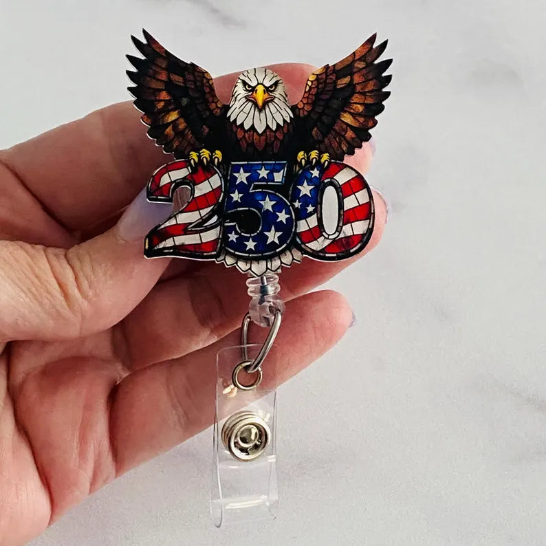 250th Anniversary Patriotic Eagle Badge Reel – American Pride Retractable ID Holder