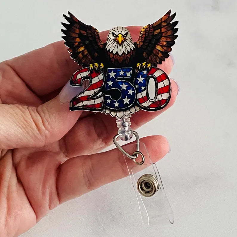 250th Anniversary Patriotic Eagle Badge Reel – American Pride Retractable ID Holder
