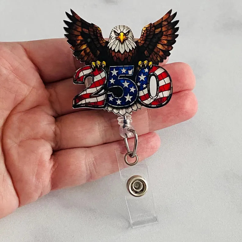 250th Anniversary Patriotic Eagle Badge Reel – American Pride Retractable ID Holder