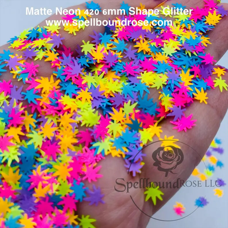 420 Glitter- Matte Neon Weed-Shaped Confetti Glitter (0.5 oz)