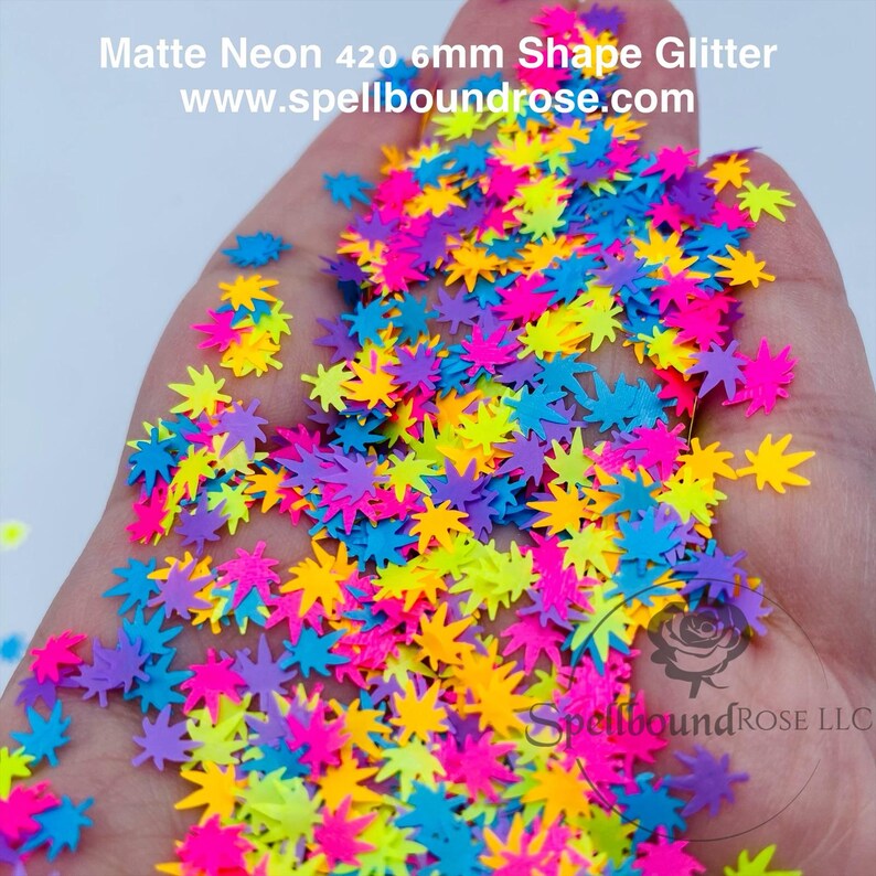 420 Glitter- Matte Neon Weed-Shaped Confetti Glitter (0.5 oz)