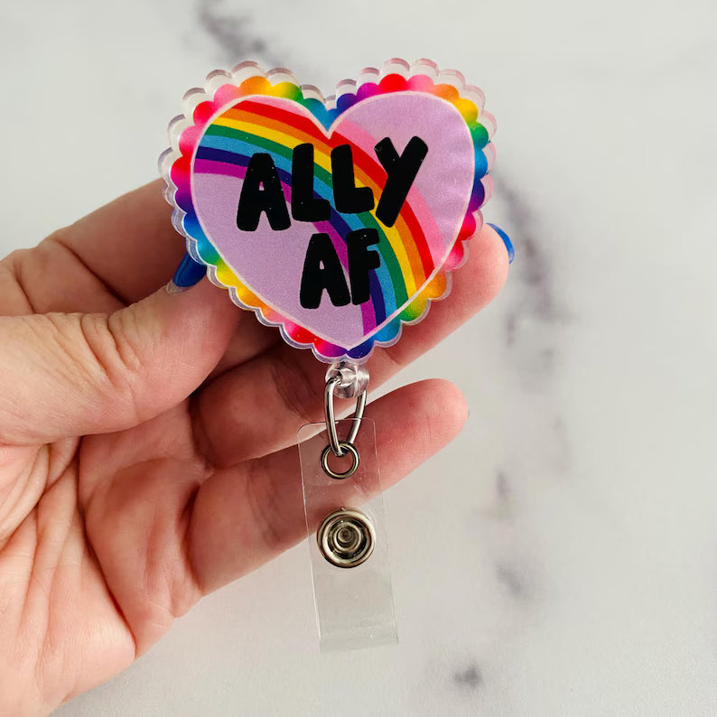 Ally AF Badge Reel – Pride Rainbow Retractable ID Holder