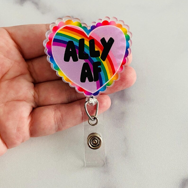 Ally AF Badge Reel – Pride Rainbow Retractable ID Holder