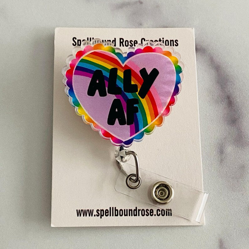 Ally AF Badge Reel – Pride Rainbow Retractable ID Holder