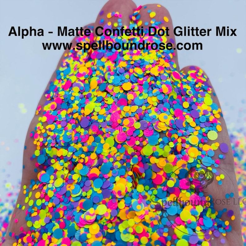 Alpha Glitter – Neon Matte Confetti Dot Mix Glitter (1 oz) *LOW STOCK*