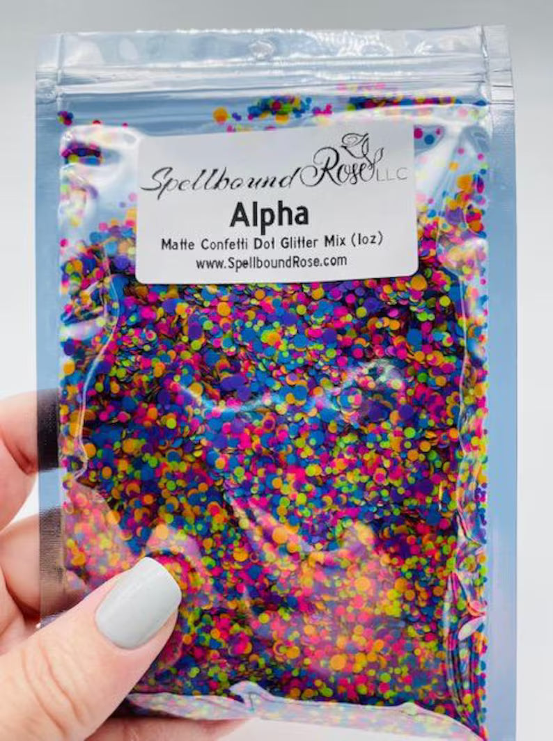 Alpha Glitter – Neon Matte Confetti Dot Mix Glitter (1 oz) *LOW STOCK*