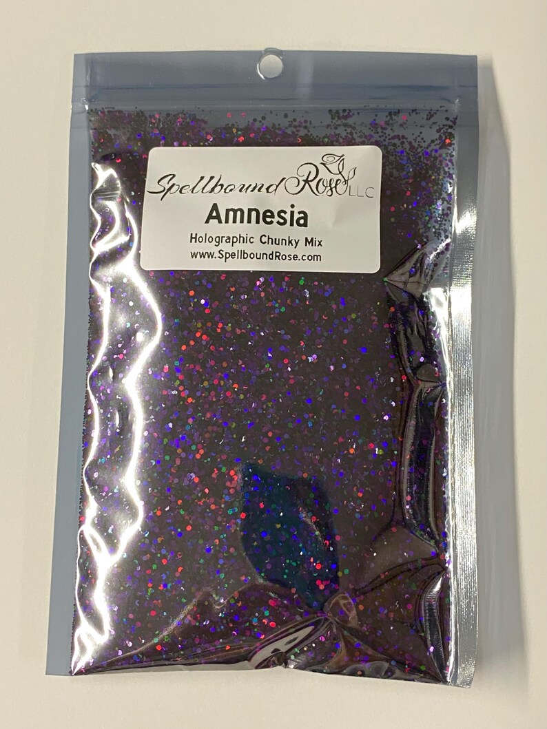 Amnesia Glitter –  Black/Purple/Pink Holographic Chunky Mix Glitter (2 oz)