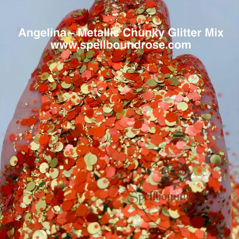 Angelina Glitter – Pumpkin Champagne Metallic Chunky Mix Glitter (2 oz)