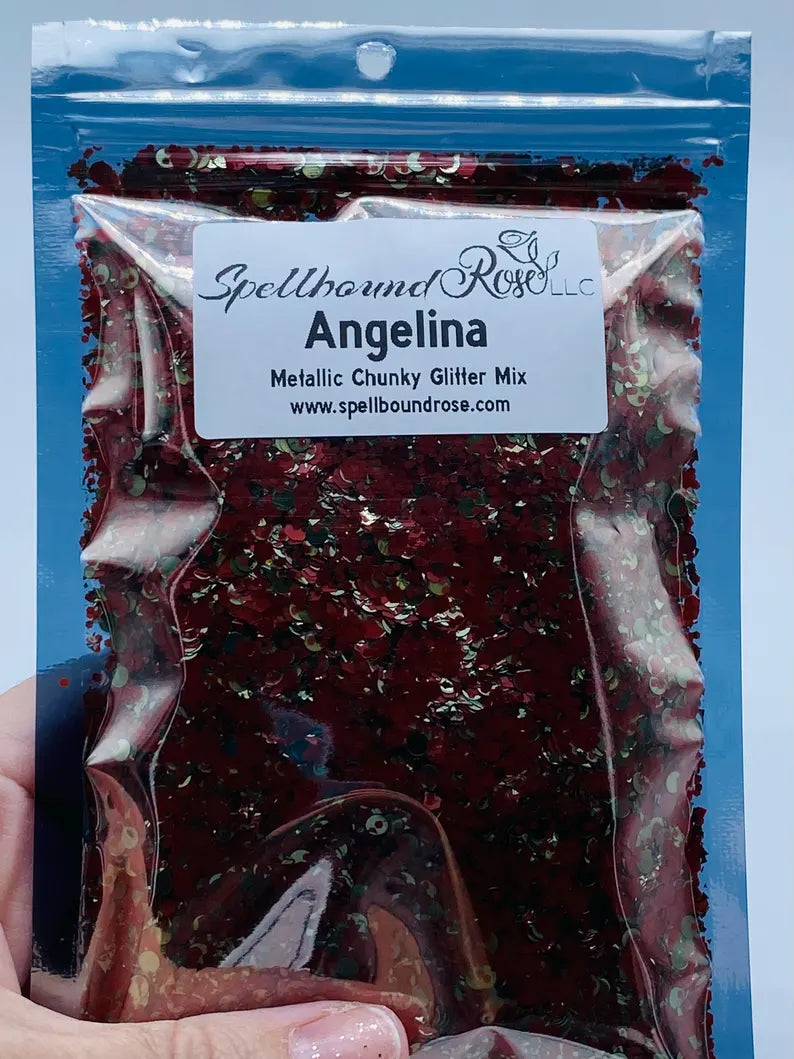 Angelina Glitter – Pumpkin Champagne Metallic Chunky Mix Glitter (2 oz)