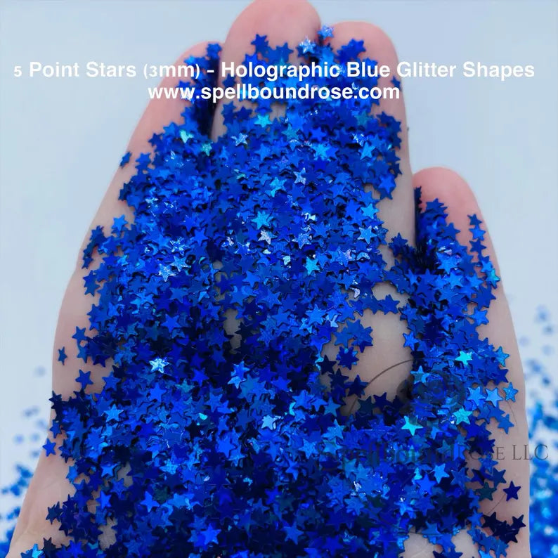5 Point Stars Glitter- Blue Holographic Star-Shaped Confetti Glitter (1 oz)