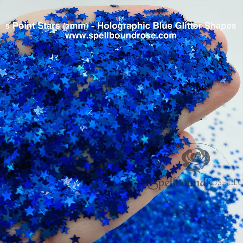 5 Point Stars Glitter- Blue Holographic Star-Shaped Confetti Glitter (1 oz)