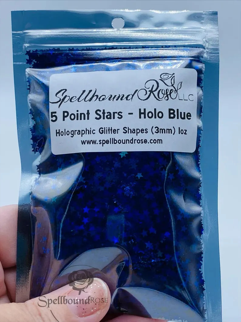 5 Point Stars Glitter- Blue Holographic Star-Shaped Confetti Glitter (1 oz)