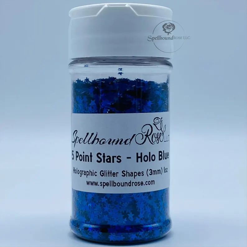 5 Point Stars Glitter- Blue Holographic Star-Shaped Confetti Glitter (1 oz)