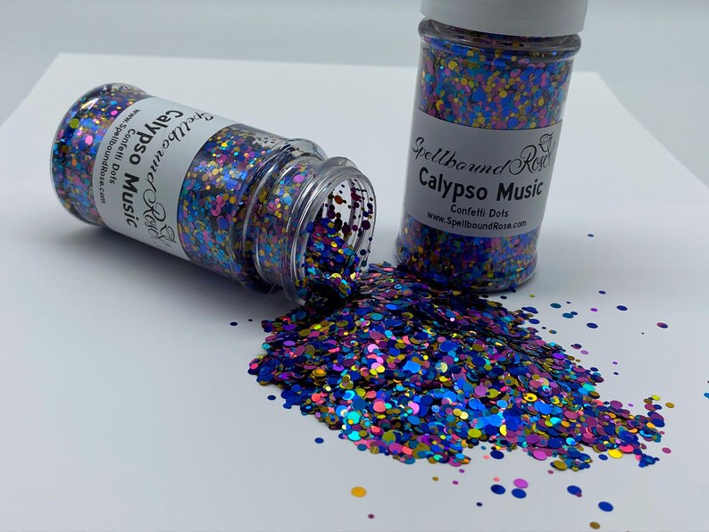 Calypso Music Glitter – Purple/Teal/Gold Confetti Dot Mix Glitter (2 oz) *LOW STOCK*