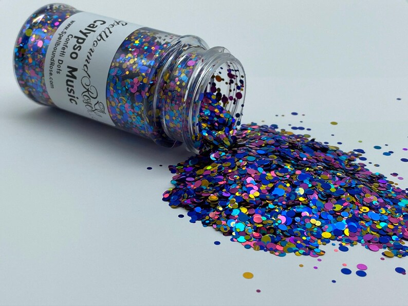 Calypso Music Glitter – Purple/Teal/Gold Confetti Dot Mix Glitter (2 oz) *LOW STOCK*