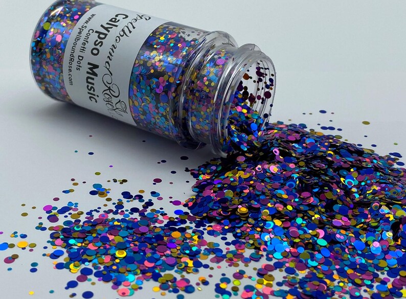 Calypso Music Glitter – Purple/Teal/Gold Confetti Dot Mix Glitter (2 oz) *LOW STOCK*