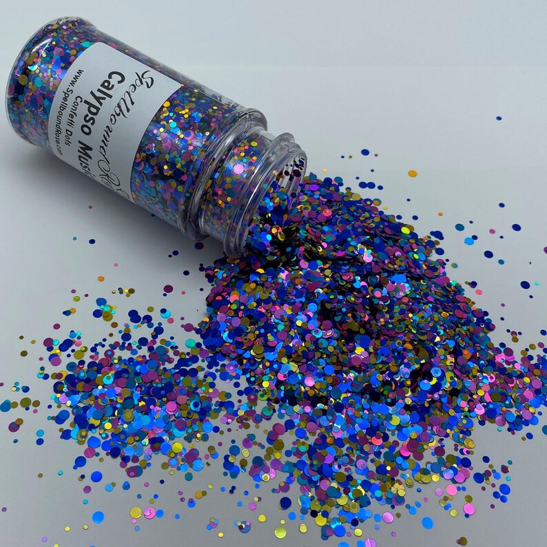 Calypso Music Glitter – Purple/Teal/Gold Confetti Dot Mix Glitter (2 oz) *LOW STOCK*