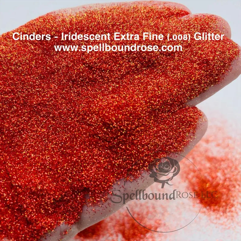 Cinders Glitter – Red Orange Iridescent Extra Fine (.008) Glitter (2 oz) *LOW STOCK*