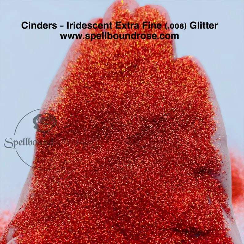 Cinders Glitter – Red Orange Iridescent Extra Fine (.008) Glitter (2 oz) *LOW STOCK*