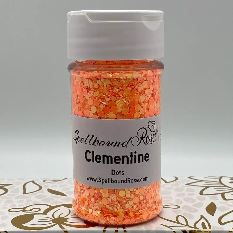 Clementine Glitter – Neon Orange Iridescent Confetti Dot Mix Glitter (2 oz)