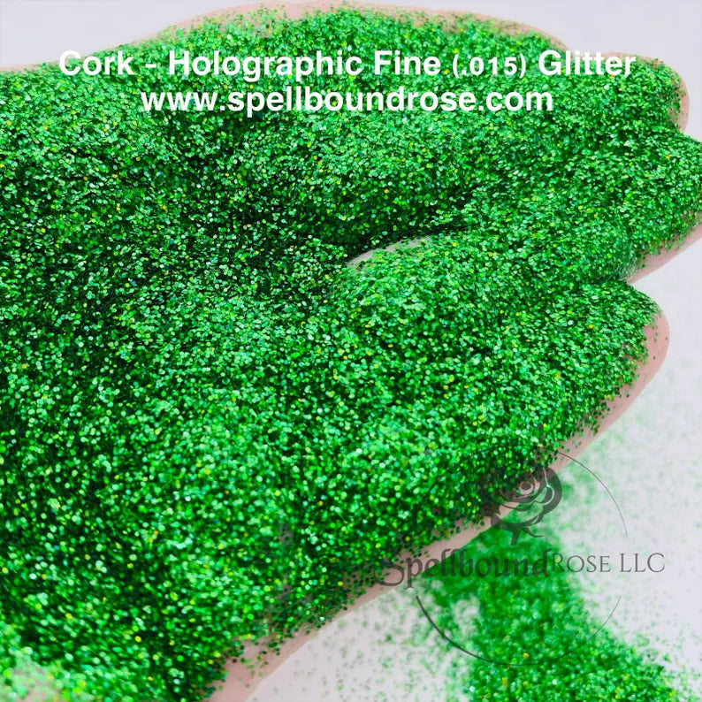 Cork Glitter – Dark Green Holographic Fine (.015) Glitter (2 oz)