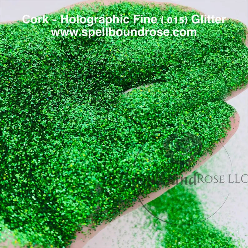 Cork Glitter – Dark Green Holographic Fine (.015) Glitter (2 oz)