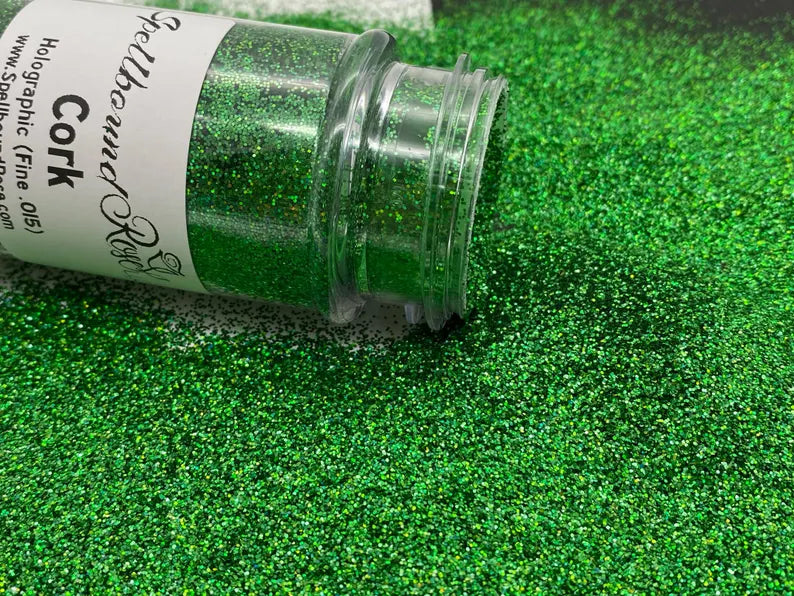 Cork Glitter – Dark Green Holographic Fine (.015) Glitter (2 oz)