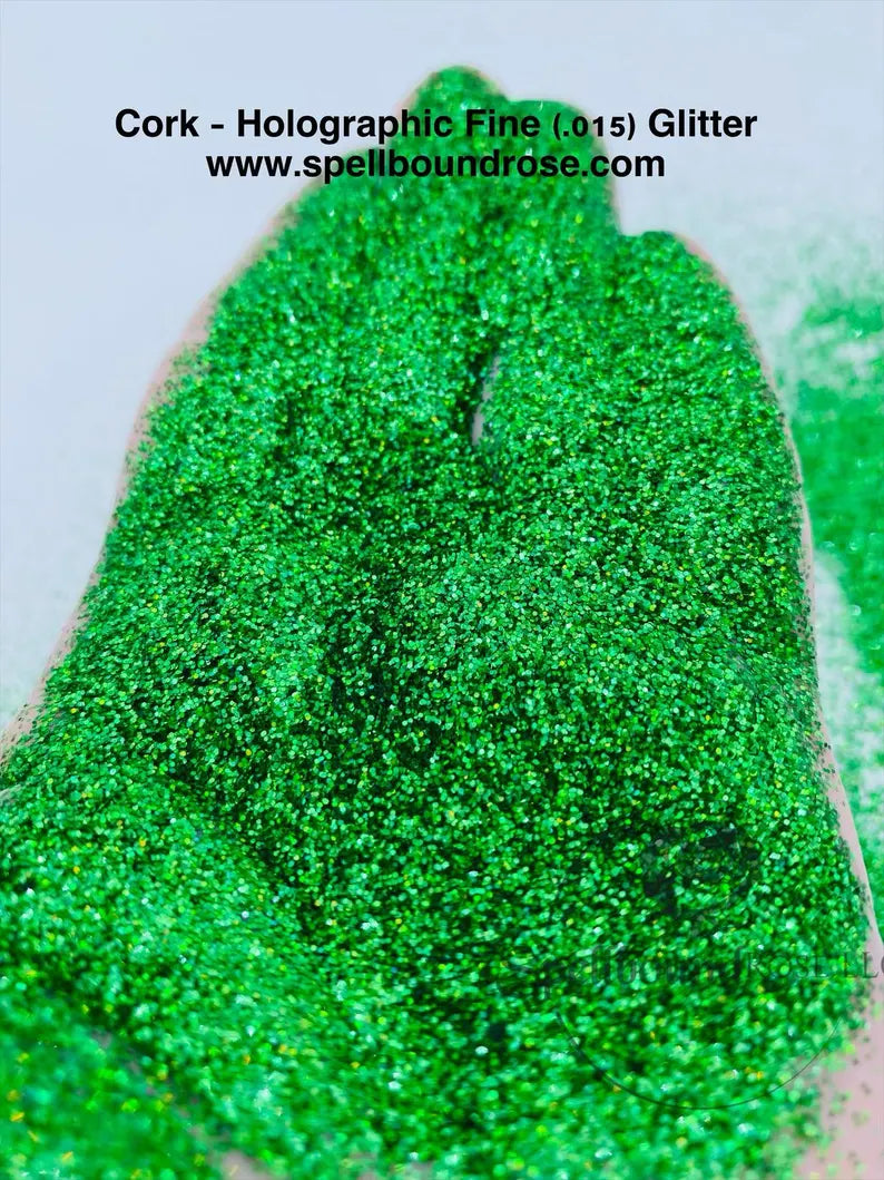 Cork Glitter – Dark Green Holographic Fine (.015) Glitter (2 oz)