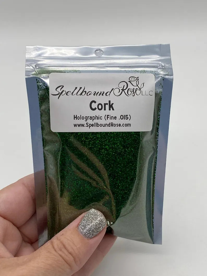 Cork Glitter – Dark Green Holographic Fine (.015) Glitter (2 oz)