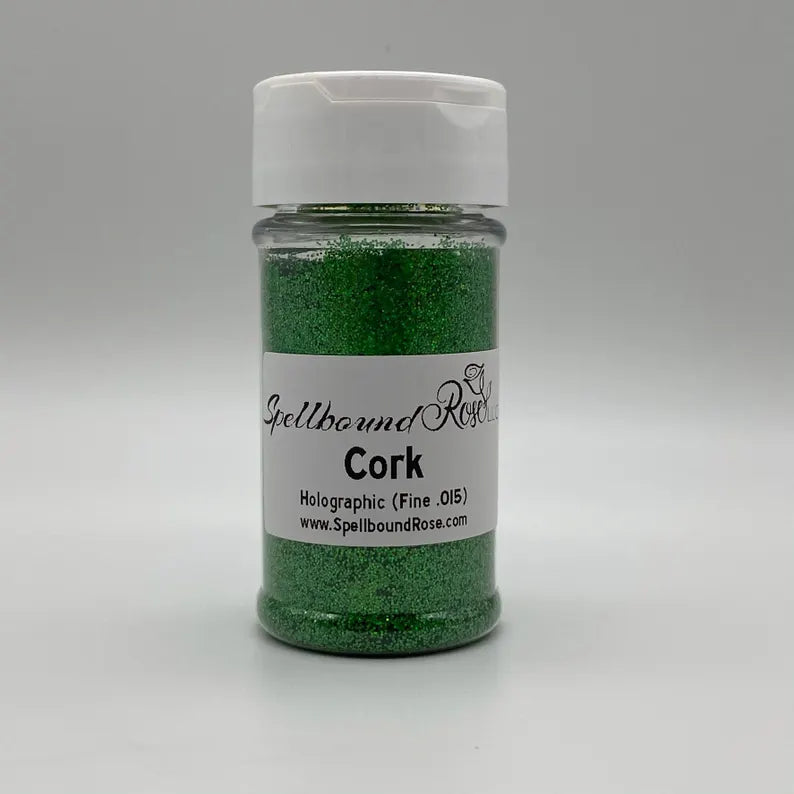 Cork Glitter – Dark Green Holographic Fine (.015) Glitter (2 oz)