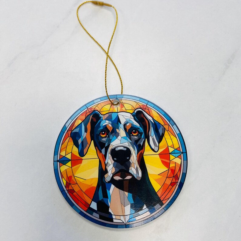 Great Dane Faux Stained Glass Ornament – Vibrant Dog Lover Keepsake