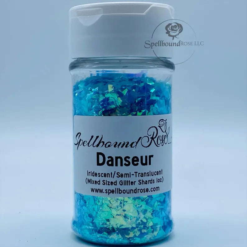 Danseur Glitter – Light Blue to Purple Color Shift Iridescent Flakes/Shards (1 oz)