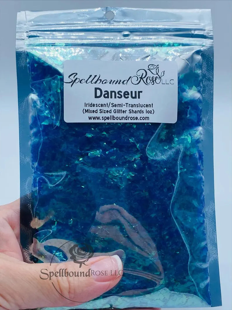 Danseur Glitter – Light Blue to Purple Color Shift Iridescent Flakes/Shards (1 oz)