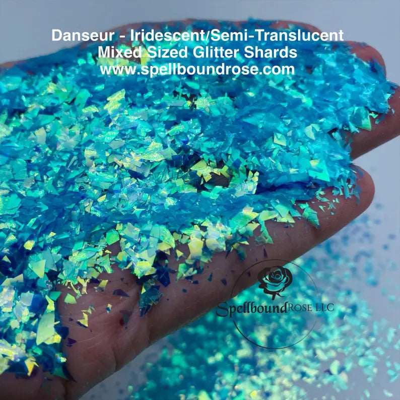 Danseur Glitter – Light Blue to Purple Color Shift Iridescent Flakes/Shards (1 oz)