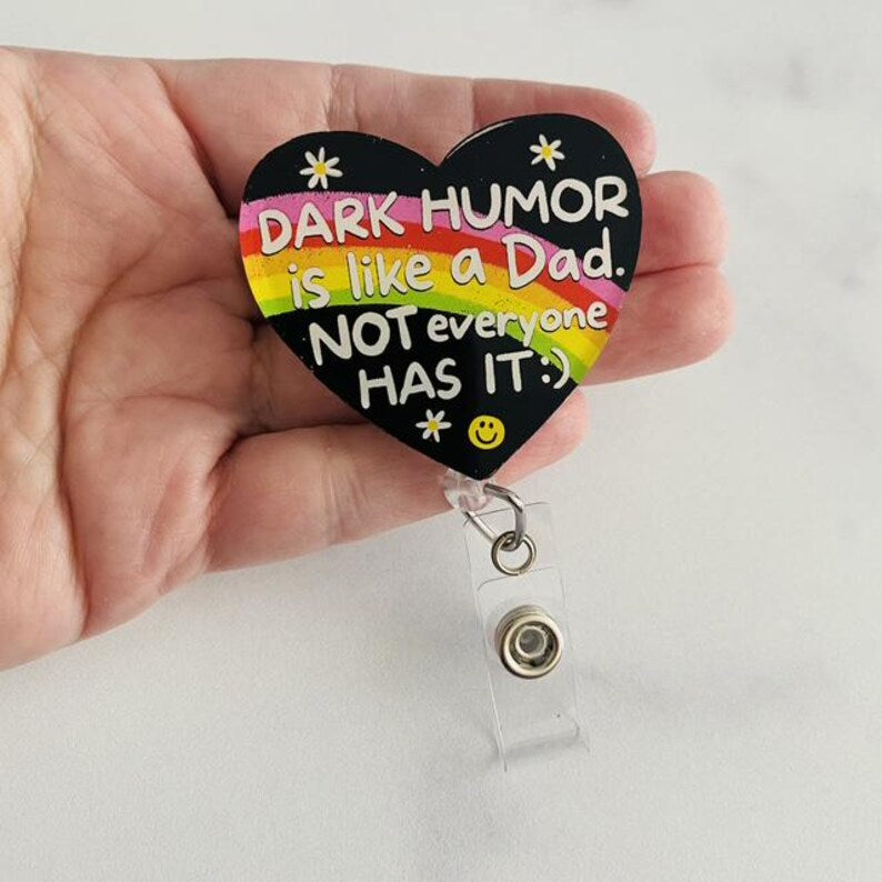 Dark Humor Heart Badge Reel – Funny Sarcastic Retractable ID Holder