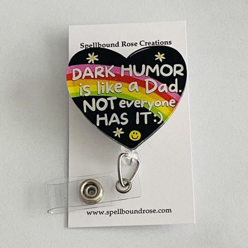 Dark Humor Heart Badge Reel – Funny Sarcastic Retractable ID Holder