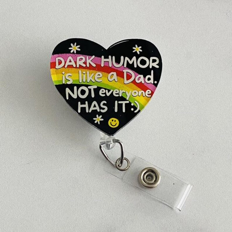Dark Humor Heart Badge Reel – Funny Sarcastic Retractable ID Holder