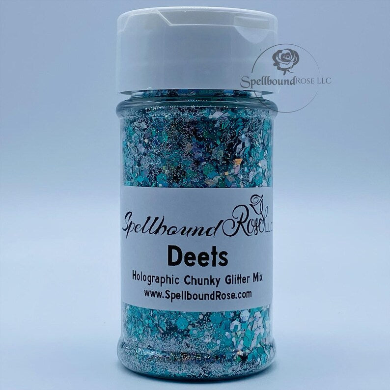 Deets Glitter – Teal Holographic Chunky Mix Glitter (2 oz)