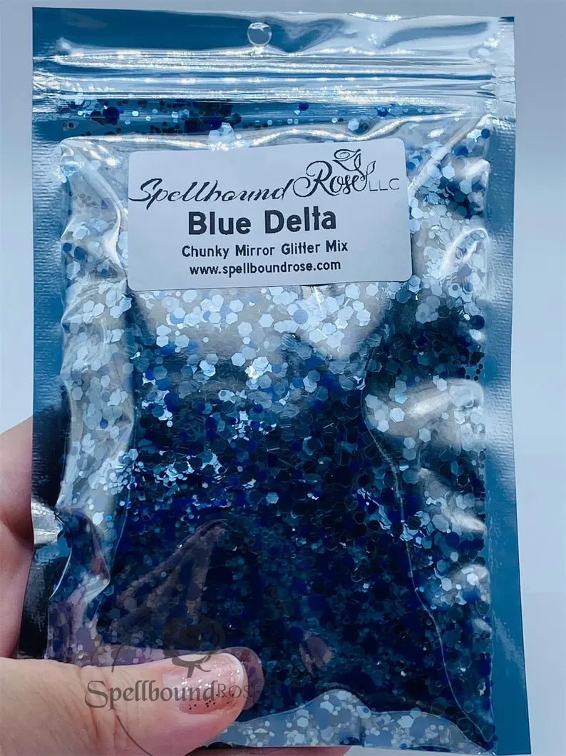 Blue Delta Glitter –  Blue & Silver Mirror Chunky Mix Glitter (2 oz)