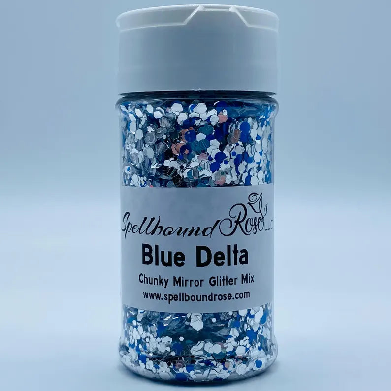 Blue Delta Glitter –  Blue & Silver Mirror Chunky Mix Glitter (2 oz)