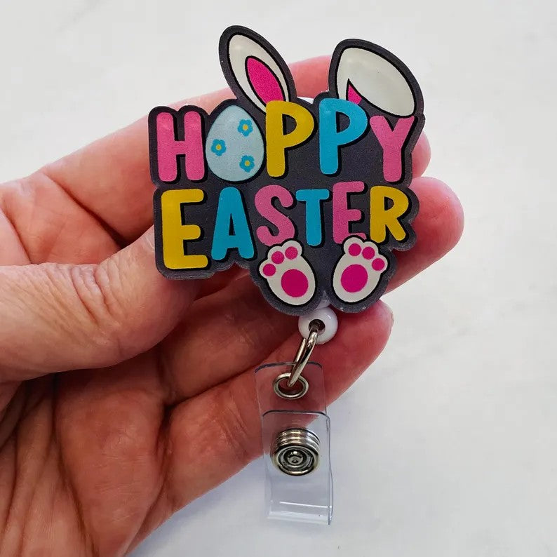 Hoppy Easter Bunny Badge Reel – Cute Spring ID Holder