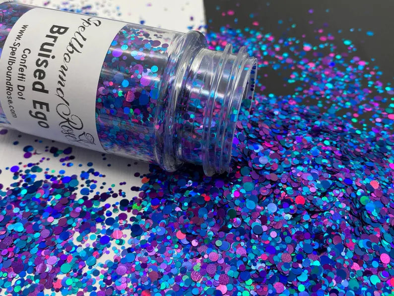 Bruised Ego Glitter – Blue/Purple/Teal Confetti Dot Mix Glitter (2 oz)