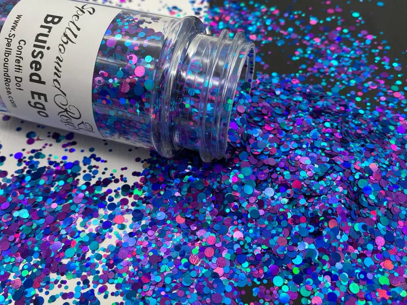 Bruised Ego Glitter – Blue/Purple/Teal Confetti Dot Mix Glitter (2 oz)