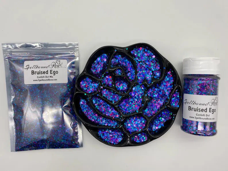 Bruised Ego Glitter – Blue/Purple/Teal Confetti Dot Mix Glitter (2 oz)