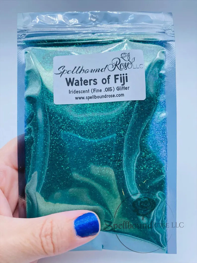 Waters of Fiji Glitter – Aquamarine Blue Iridescent Fine (.015) Glitter (2 oz)