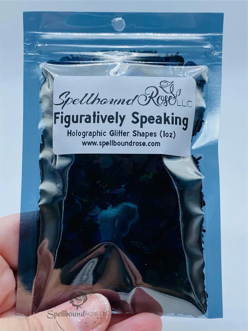 Figuratively Speaking Glitter- Black Holographic Middle Finger-Shaped Confetti Glitter (1 oz) *LOW STOCK*