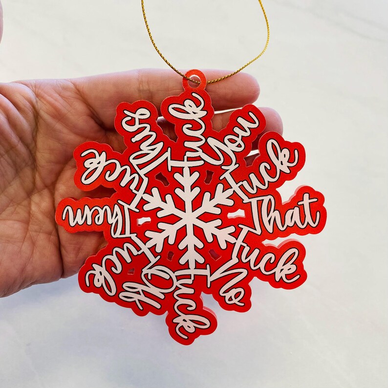 “No F*cking Way” Fuckflakes Snowflake Ornament – Sass in Every Flurry