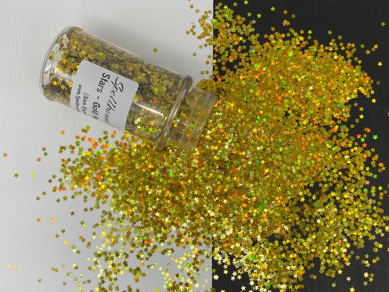 Stars Glitter- Gold Holographic Star-Shaped Confetti Glitter (1 oz)