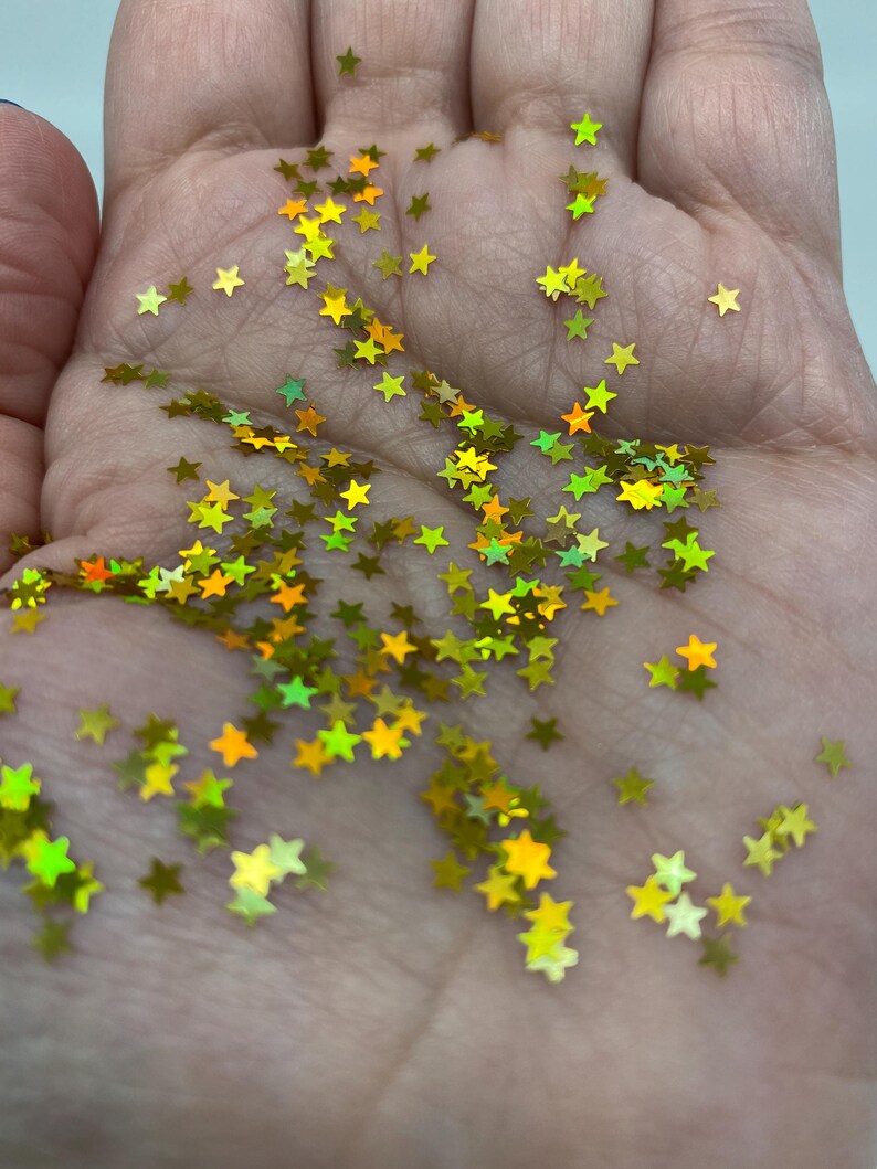 Stars Glitter- Gold Holographic Star-Shaped Confetti Glitter (1 oz)