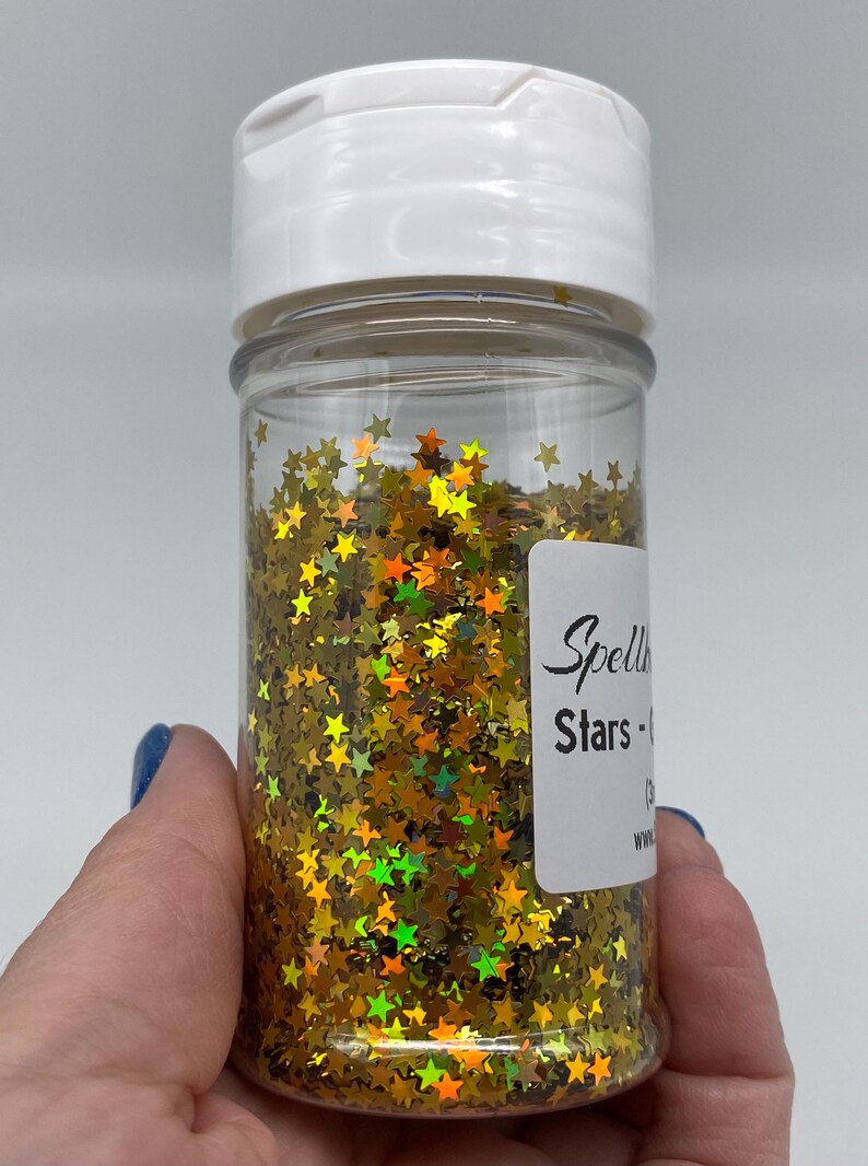 Stars Glitter- Gold Holographic Star-Shaped Confetti Glitter (1 oz)